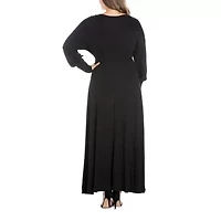 24seven Comfort Apparel Womens Plus Long Sleeve Maxi Dress