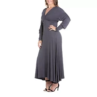 24seven Comfort Apparel Womens Plus Long Sleeve Maxi Dress