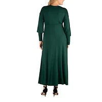 24seven Comfort Apparel Womens Plus Long Sleeve Maxi Dress