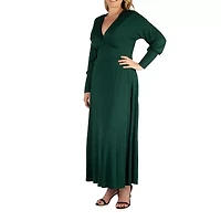 24seven Comfort Apparel Womens Plus Long Sleeve Maxi Dress