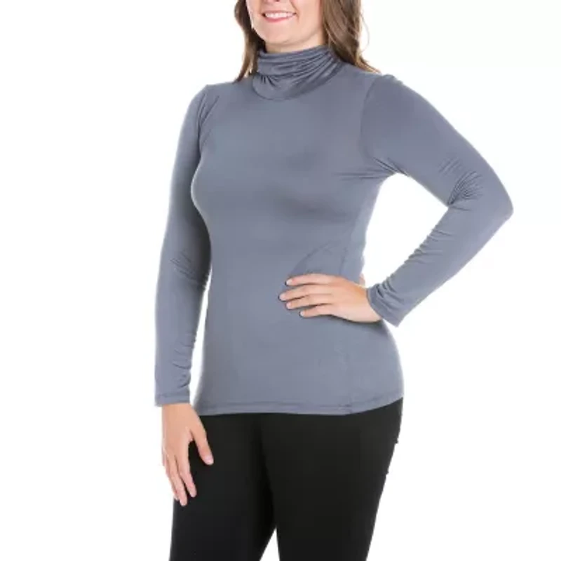 24seven Comfort Apparel Plus Womens Turtleneck Long Sleeve Tunic Top