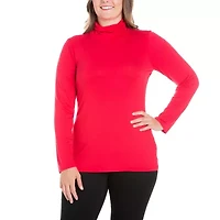 24seven Comfort Apparel Plus Womens Turtleneck Long Sleeve Tunic Top