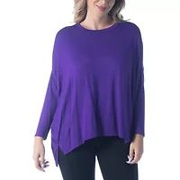 24seven Comfort Apparel Plus Womens Round Neck Long Sleeve Tunic Top