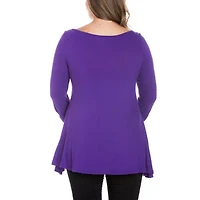 24seven Comfort Apparel Plus Womens Boat Neck 3/4 Sleeve Tunic Top