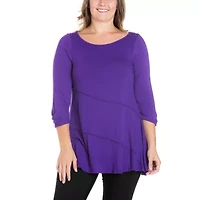 24seven Comfort Apparel Plus Womens Boat Neck 3/4 Sleeve Tunic Top