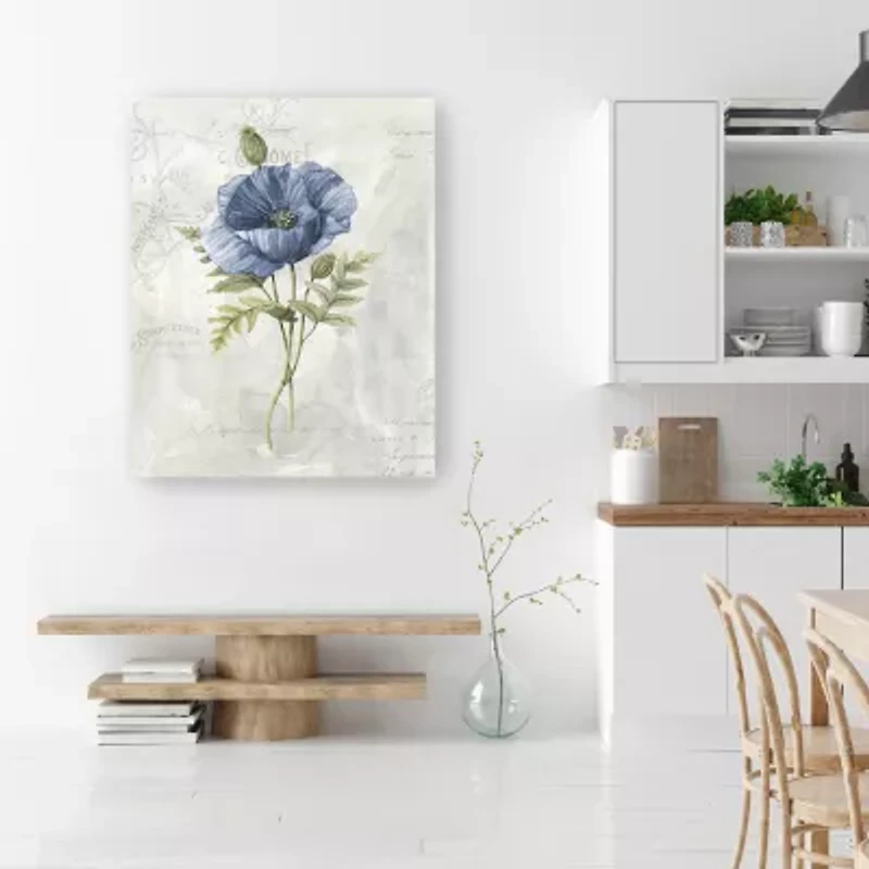 Lumaprints Blue Linen Poppy Canvas Art