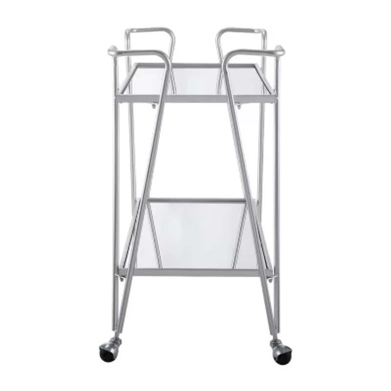 Hera Kitchen And Dining Room Collection Glass-Top Serving Cart