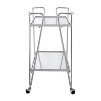 Hera Kitchen And Dining Room Collection Glass-Top Serving Cart