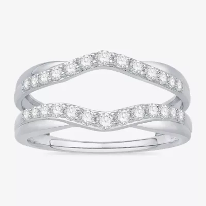 Womens 1/ CT. T.W. Natural White Diamond 10K Gold Wedding Ring Guard