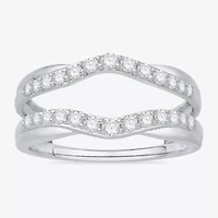 Womens 1/ CT. T.W. Natural White Diamond 10K Gold Wedding Ring Guard