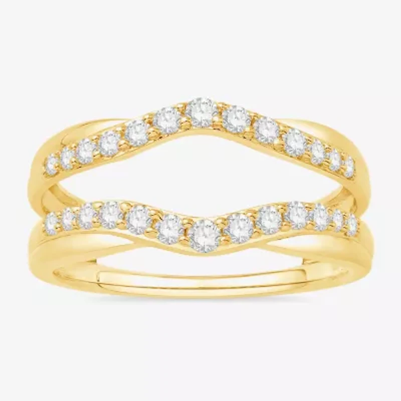 Womens 1/ CT. T.W. Natural White Diamond 10K Gold Wedding Ring Guard