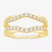 Womens 1/ CT. T.W. Natural White Diamond 10K Gold Wedding Ring Guard