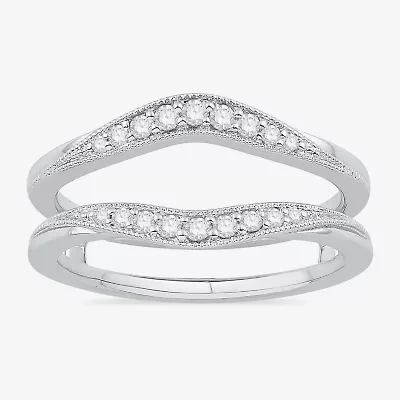 Womens 1/5 CT. Natural White Diamond 10K Gold Wedding Ring Guard