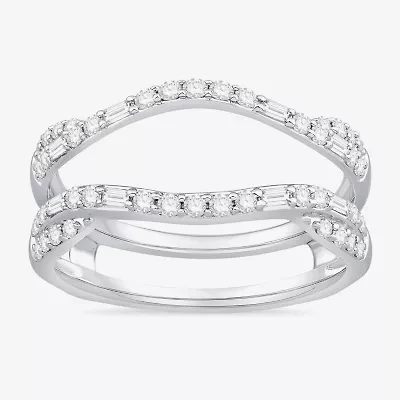 Womens 1/ CT. T.W. Natural White Diamond 10K Gold Wedding Ring Guard