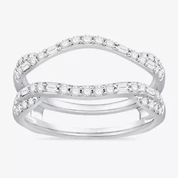 Womens 1/ CT. T.W. Natural White Diamond 10K Gold Wedding Ring Guard