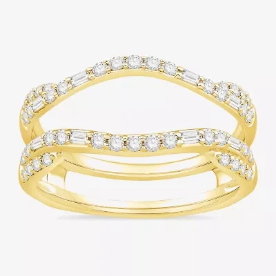 Womens 1/ CT. T.W. Natural White Diamond 10K Gold Wedding Ring Guard