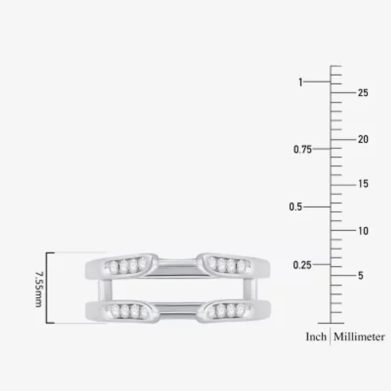 Womens 1/ CT. T.W. Natural White Diamond 10K Gold Wedding Ring Guard