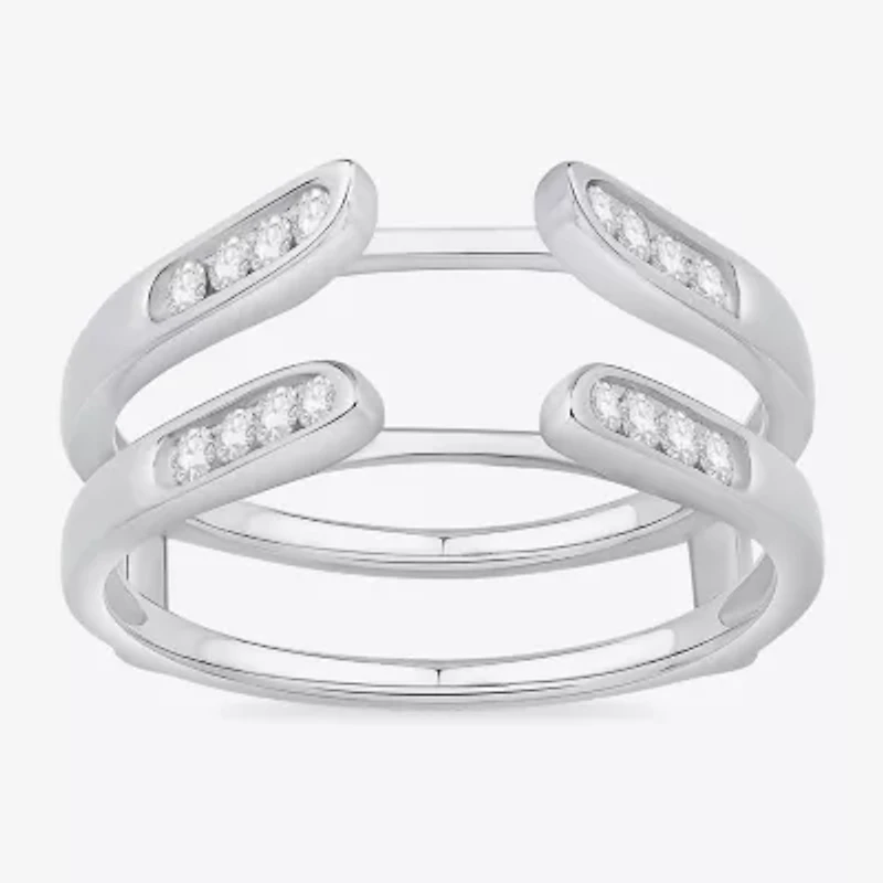 Womens 1/ CT. T.W. Natural White Diamond 10K Gold Wedding Ring Guard