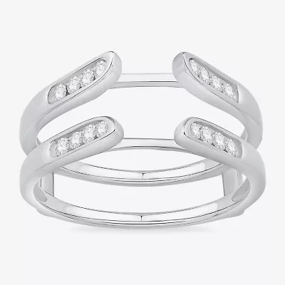 Womens 1/ CT. T.W. Natural White Diamond 10K Gold Wedding Ring Guard