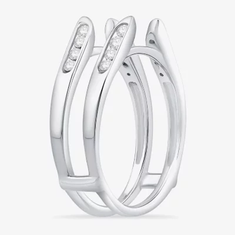 Womens 1/ CT. T.W. Natural White Diamond 10K Gold Wedding Ring Guard