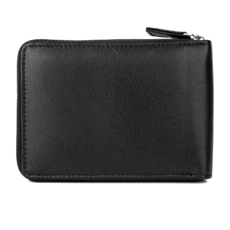 J. Buxton Zip Around Billfold Mens Rfid Blocking Zip Around Wallet