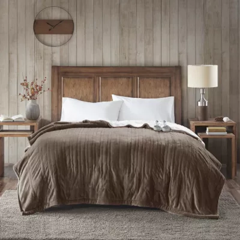 Woolrich Heated Plush To Berber Electric Midweight Blanket