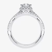Signature By Modern Bride 1 1/5 CT. T.W. Lab-Grown (H-I / SI1-SI2) Diamond Pear Side Stone Halo Bridal Set 10K or 14K Gold