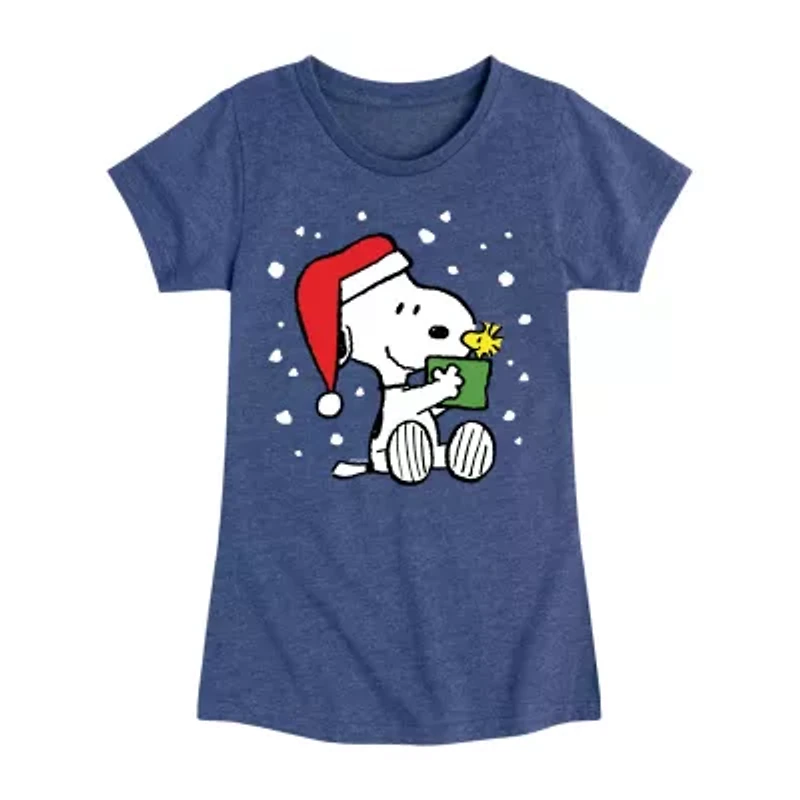 Little & Big Kid Girls Round Neck Short Sleeve Regular Fit Peanuts Graphic T-Shirt