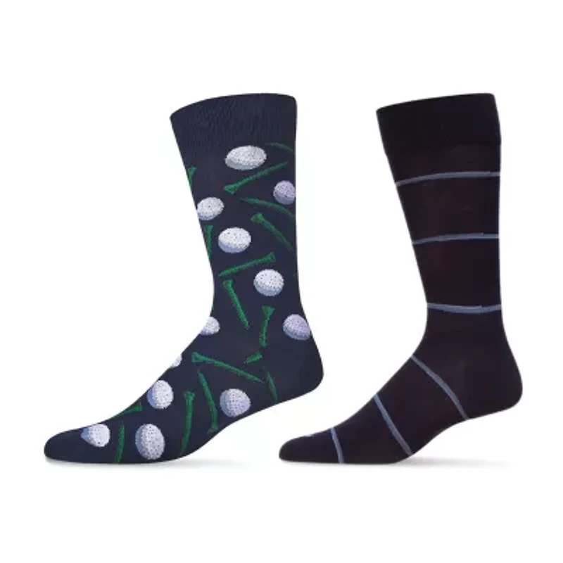 MeMoi Golf Mens 2 Pair Crew Socks