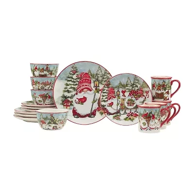 Certified International Christmas Gnomes 16-pc. Earthenware Dinnerware Set