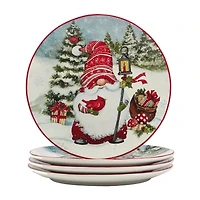Certified International Christmas Gnomes 4-pc. Earthenware Dinner Plate