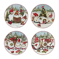 Certified International Christmas Gnomes 4-pc. Earthenware Dessert Plate