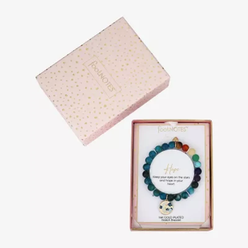 Footnotes Womens Multi Color Cubic Zirconia Moon Beaded Bracelet