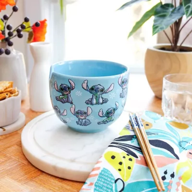 Disney Collection Lilo & Stitch 20 Oz Bowl With Chopsticks 3-pc. Ceramic Dinnerware Set