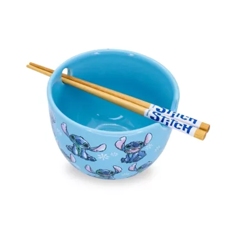 Disney Collection Lilo & Stitch 20 Oz Bowl With Chopsticks 3-pc. Ceramic Dinnerware Set