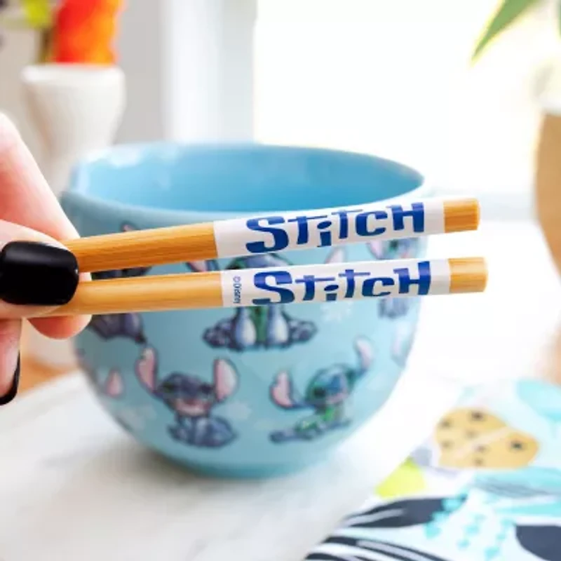 Disney Collection Lilo & Stitch 20 Oz Bowl With Chopsticks 3-pc. Ceramic Dinnerware Set