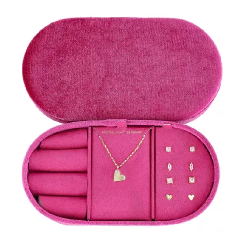 olivia and jackson Travel Case Womens Cubic Zirconia Heart Round Marquise 5-pc. Jewelry Set