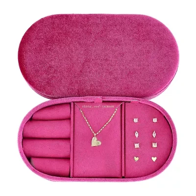 olivia and jackson Travel Case Womens Cubic Zirconia Heart Round Marquise 5-pc. Jewelry Set