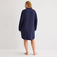 Liz Claiborne Womens Long Sleeve Plus Nightshirt