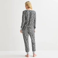 Sleep Chic Womens Fleece Crew Neck Long Sleeve 2-pc. Pajama Sets
