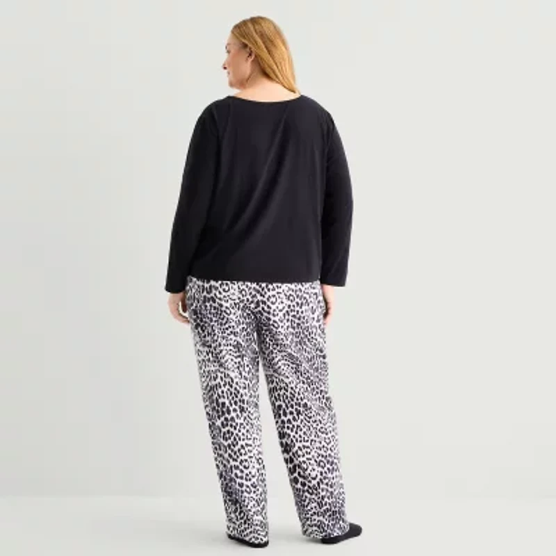 Liz Claiborne Womens Crew Neck Long Sleeve 4-pc. Pajama Sets