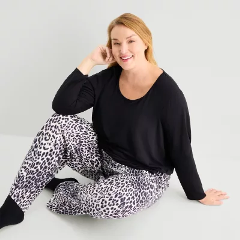 Liz Claiborne Womens Crew Neck Long Sleeve 4-pc. Pajama Sets