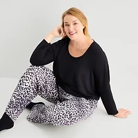 Liz Claiborne Womens Crew Neck Long Sleeve 4-pc. Pajama Sets