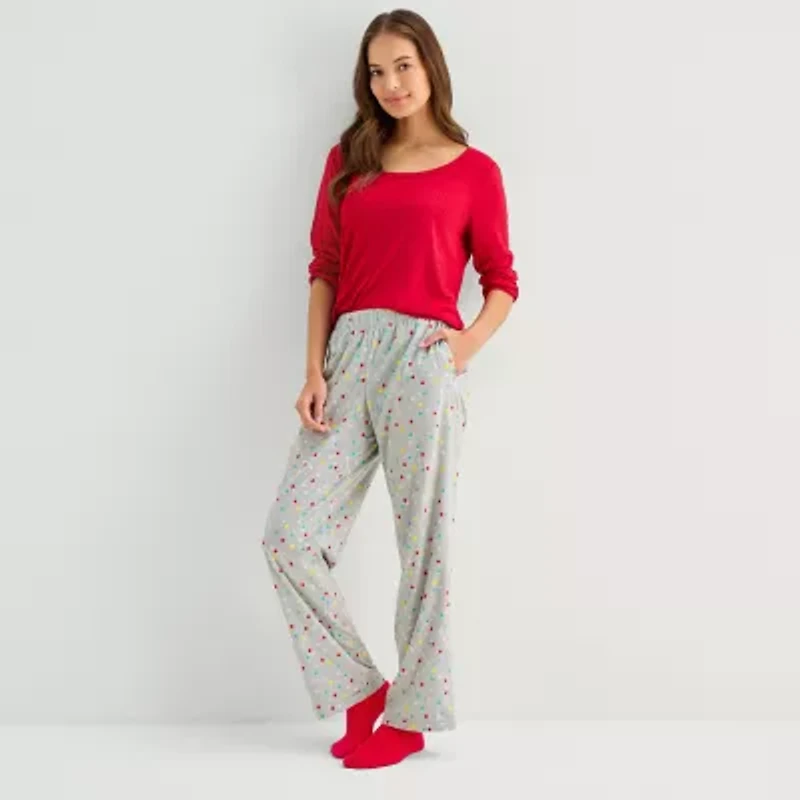 Sleep Chic Womens Fleece Pajama Pants With Sock