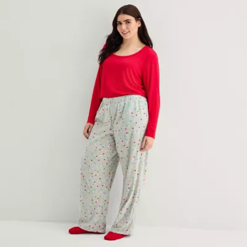 Sleep Chic Womens Fleece Pajama Pants With Sock