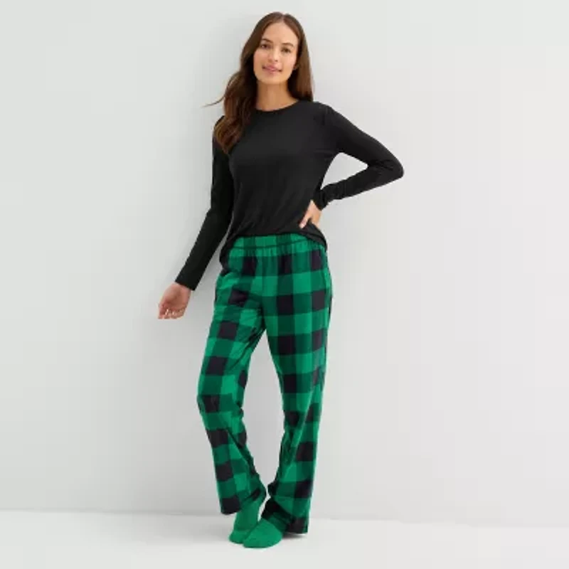 Sleep Chic Womens Fleece Pajama Pants With Sock