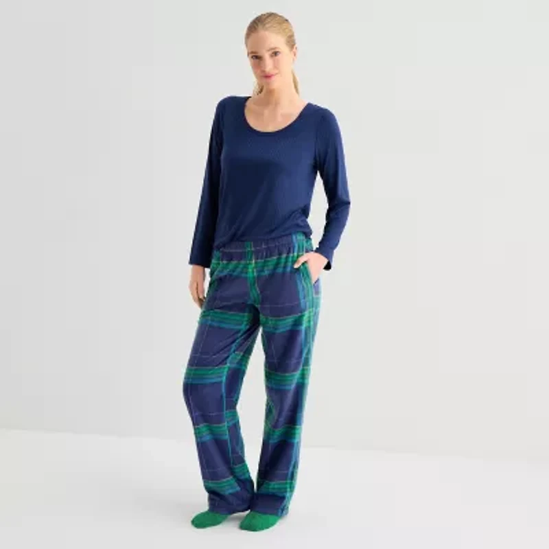 Sleep Chic Womens Fleece Pajama Pants With Sock