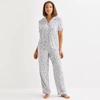 Liz Claiborne Cool and Calm Womens Short Sleeve 2-pc. Pajama Sets