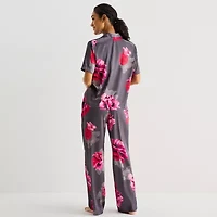 Ambrielle Womens Satin Short Sleeve 2-pc. Pajama Sets