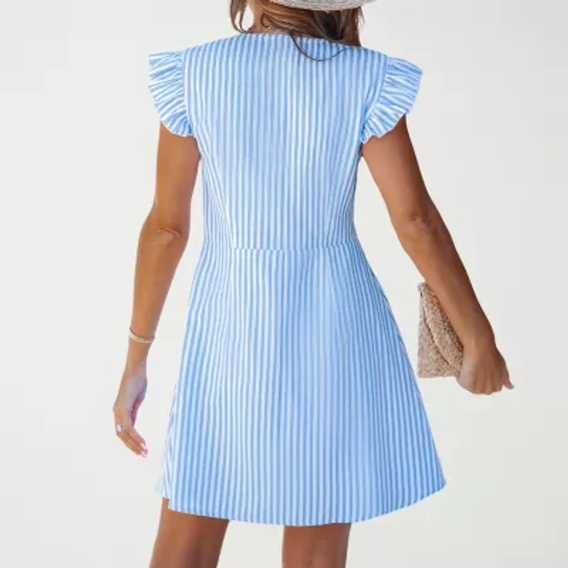 CUPSHE Womens Petite Sleeveless Striped A-Line Dress